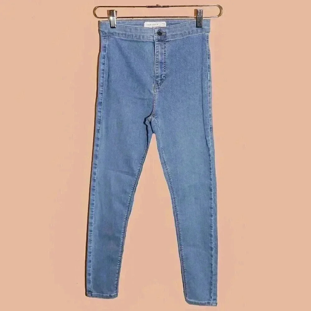 Top Shop High Waisted Light Denim Skinny Jeans Size XS - Small Fall Casual Pants
